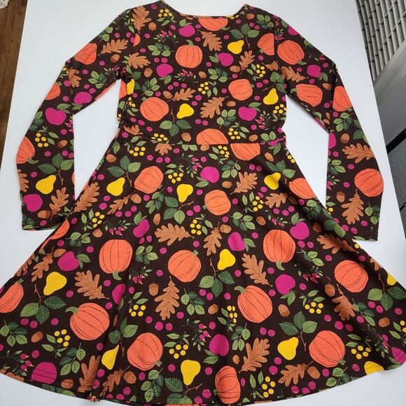 Girls Thanksgiving Fall Autumn Harvest Pumpkins Printed Dress Size XL 14 NEW - Picture 8 of 8
